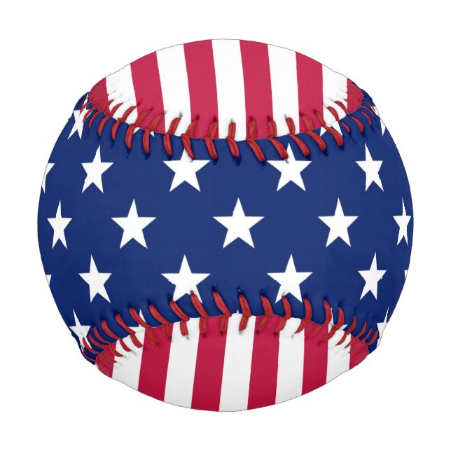 Red White Blue Stars Stripes Patriotic USA Sports Baseball (Front)