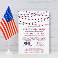 Red, White & Blue String Lights 4th Of July Party