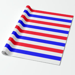 Red White Blue Stripe Pattern – Patriotic American Wrapping Paper