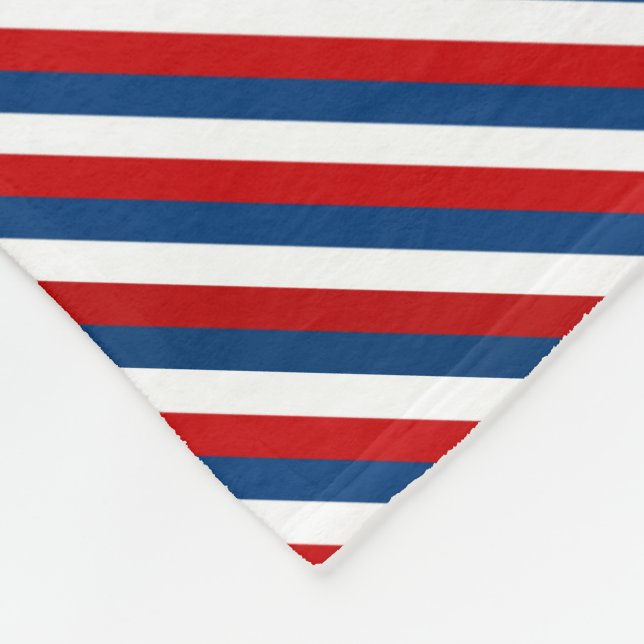 Red White Blue Striped Pattern Fleece Blanket (Corner)