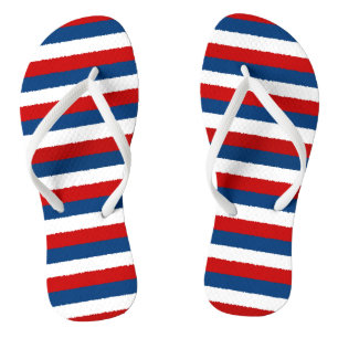 Red White Blue Striped Pattern Thongs