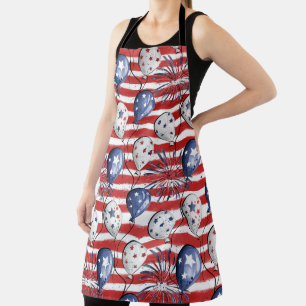 RED WHITE BLUE STRIPES & BALLOONS APRON