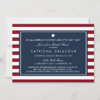 Red White & Blue Stripes Bridal Shower Invitation