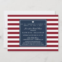 Red White & Blue Stripes Bridal Shower Invitation