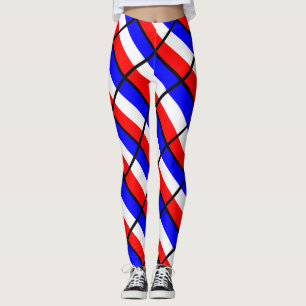 Red, white, blue stripes leggings