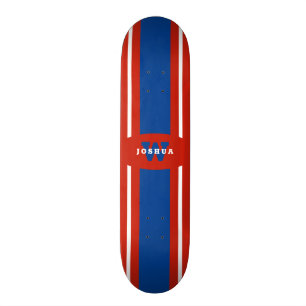 Red White Blue Stripes Name Skateboard