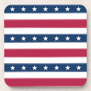 Red White & Blue Stripes Patriotic Coaster