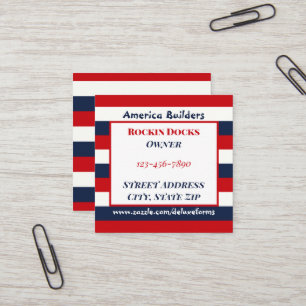 Red White Blue Stripes Square Business Card
