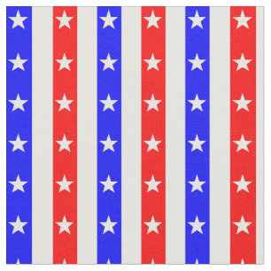 Red White Blue Stripes with White Stars Fabric