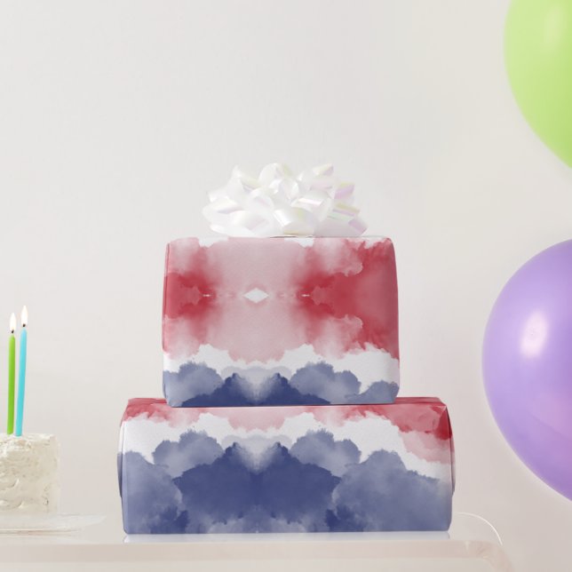 Red White Blue Stripes Wrapping Paper (Party Gifts)
