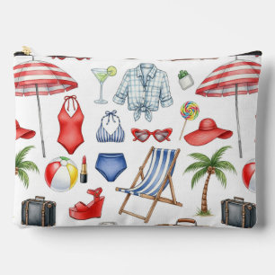 RED WHITE BLUE SUMMER VACATION ITEMS ACCESSORY POUCH