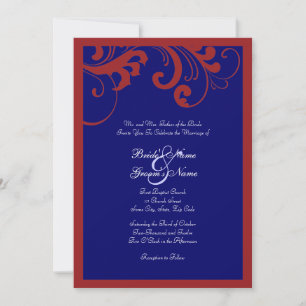 Red, White, & Blue Swirls Frame Wedding Invitation