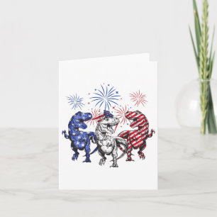 Red White Blue T Rex Dinosaur Firework 4th Of July Card