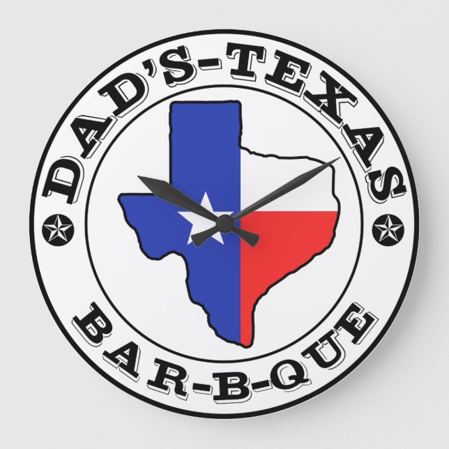 Red White Blue Texas BBQ Large Clock (Front)