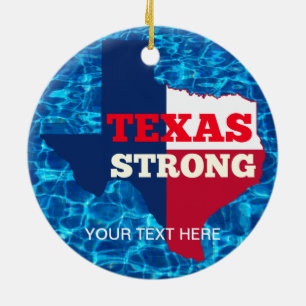 Red, White & Blue "Texas Strong" Ceramic Tree Decoration