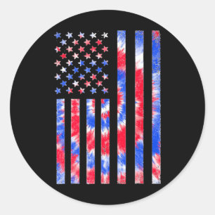 Red White Blue Tie Dye American Flag Vintage 4th O Classic Round Sticker