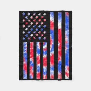Red White Blue Tie Dye American Flag Vintage 4th O Fleece Blanket