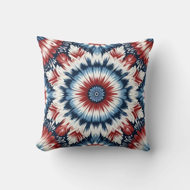Red, White & Blue Tie-dye Cushion (Front)