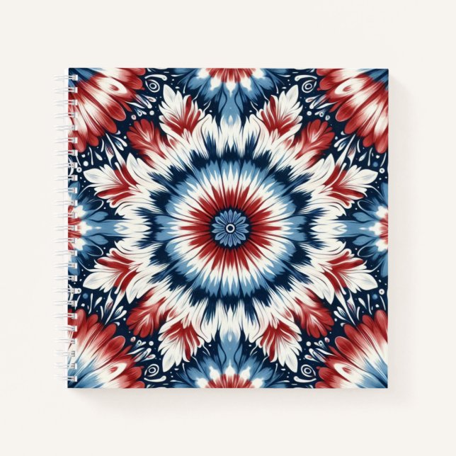 Red, White & Blue Tie-dye Notebook (Front)