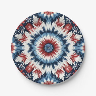 Red, White & Blue Tie-dye Paper Plate