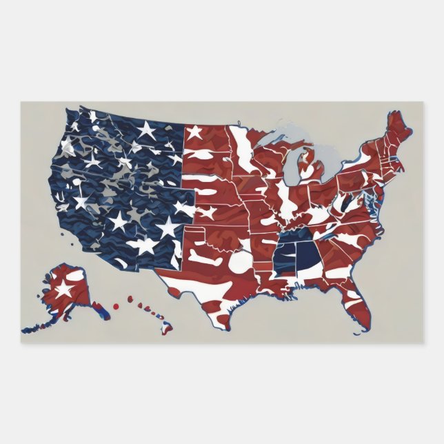 red white blue united states rectangular sticker (Front)
