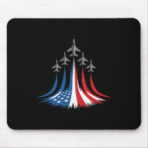 Red White Blue Usa Flag Fighter Jets 4th Of July Mouse Pad