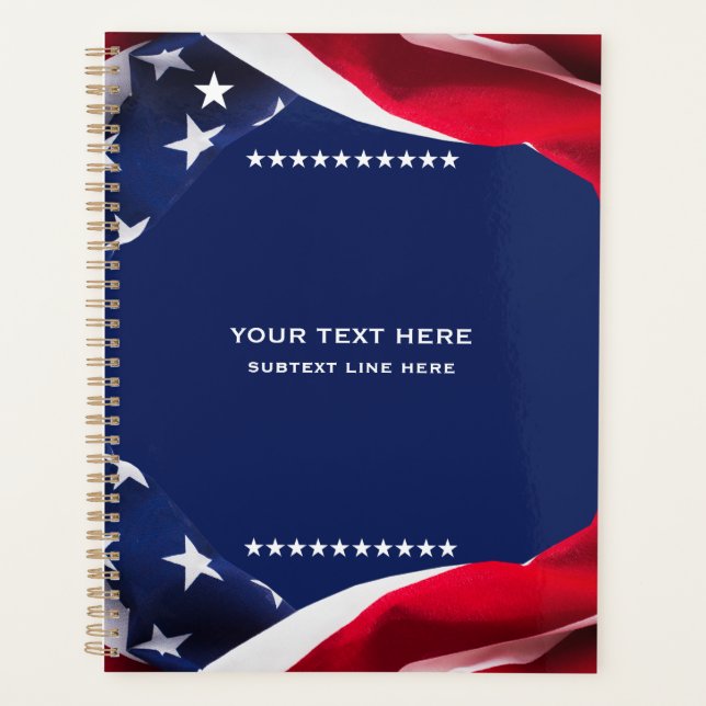 Red White & Blue-USA Flag Stars And Stripes 4 Planner (Front)