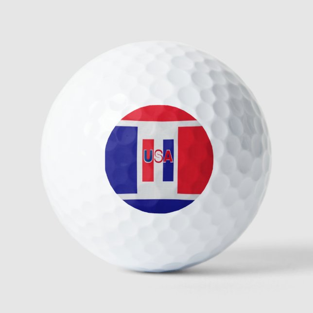 Red White Blue USA Golf Balls (Front)