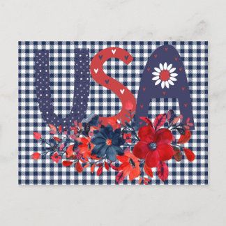 Red White & Blue USA Patriotic Bouquet  Postcard
