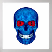 Red White Blue USA Zombie Skull Colourful Poster