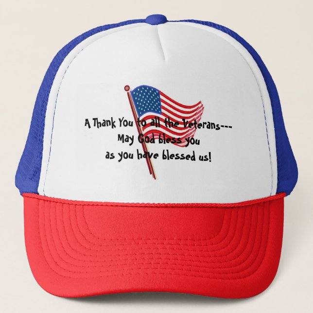 Red White Blue Veterans Trucker Hat (Front)