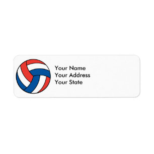 red white blue volleyball return address label