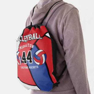 Red, White & Blue Volleyball Sport  Drawstring Bag
