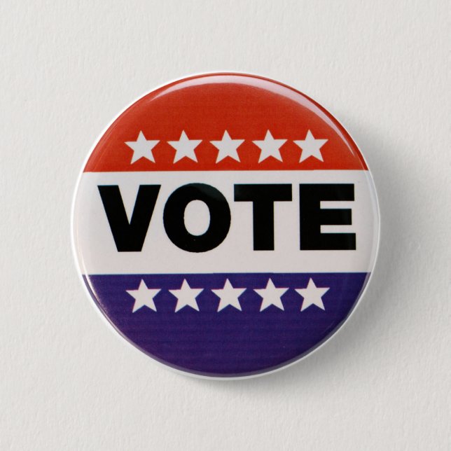 Red White & Blue Vote Design 6 Cm Round Badge (Front)