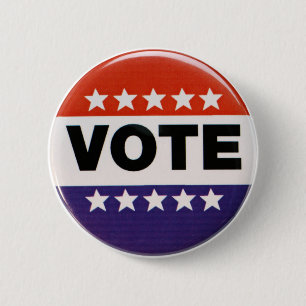 Red White & Blue Vote Design 6 Cm Round Badge