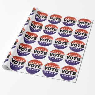 Red White & Blue Vote Design Wrapping Paper