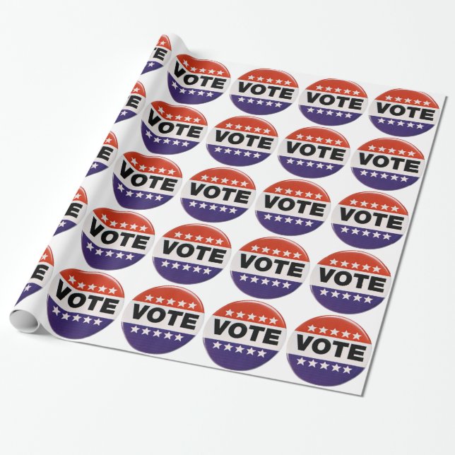 Red White & Blue Vote Design Wrapping Paper (Unrolled)