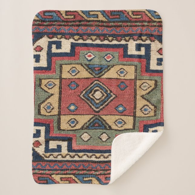 Red White Blue Western Lone Star Dallas  Sherpa Blanket (Front)