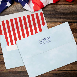 Red White Blue Whimsical Fun Fourth Of July Flag Envelope