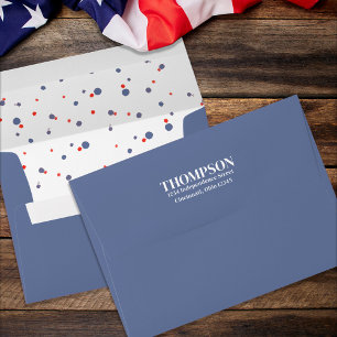 Red White Blue Whimsical Fun Fourth Of July Flag Envelope