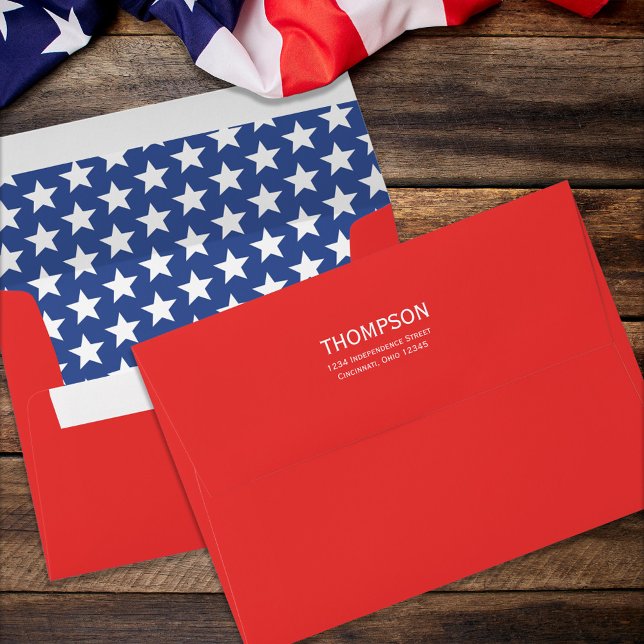 Red White Blue Whimsical Fun Fourth Of July Flag Envelope (Creator Uploaded)