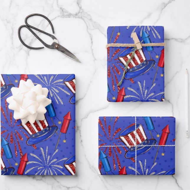 Red, White, & Blue Wrapping Paper Sheet (Creator Uploaded)