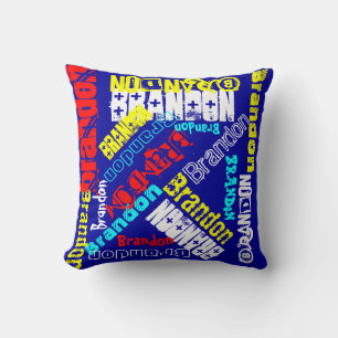 Red White Blue & Yellow Personalised Pillow Name