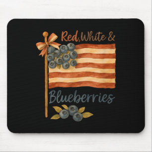 Red White Blueberries Boho Flag _ Summer Aesthetic Mouse Pad