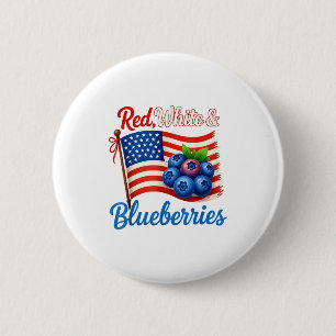 Red White Blueberries Funny Patriotic Usa Flag Vin 6 Cm Round Badge
