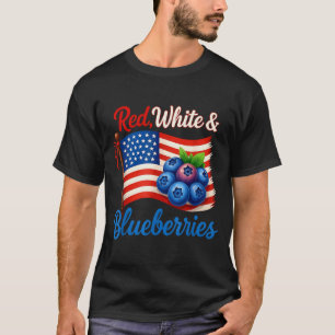 Red White Blueberries Funny Patriotic Usa Flag Vin T-Shirt