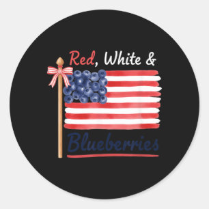 Red White Blueberries Patriotic Flag Summer Fourth Classic Round Sticker