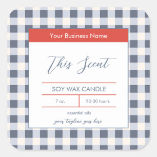 Red White Blueberry Gingham Candle Label
