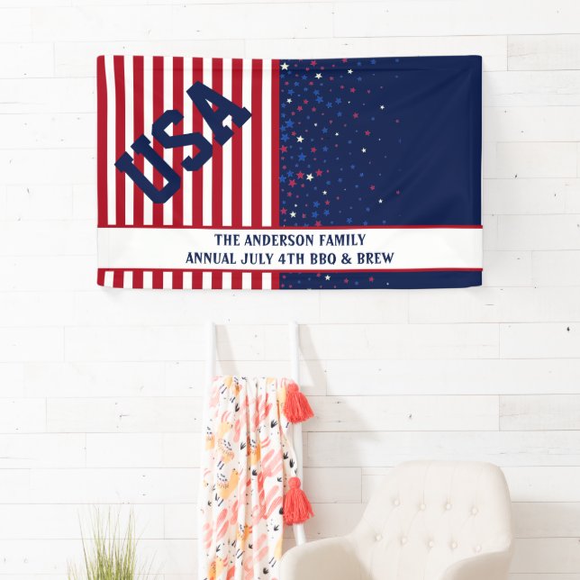 red white blueUSA Patriotic Flag stars and stripes Banner (Insitu)