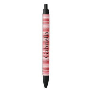 Red White Blush Pink Stripes   Black Ink Pen